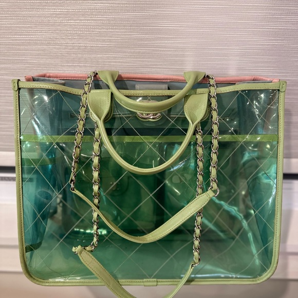 Lambskin and PVC Coco Splash Shopping Bag - Picture 4 of 7